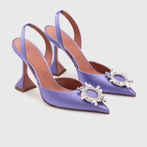 Amina Muaddi Lavender Heels with Crystal Embellishment